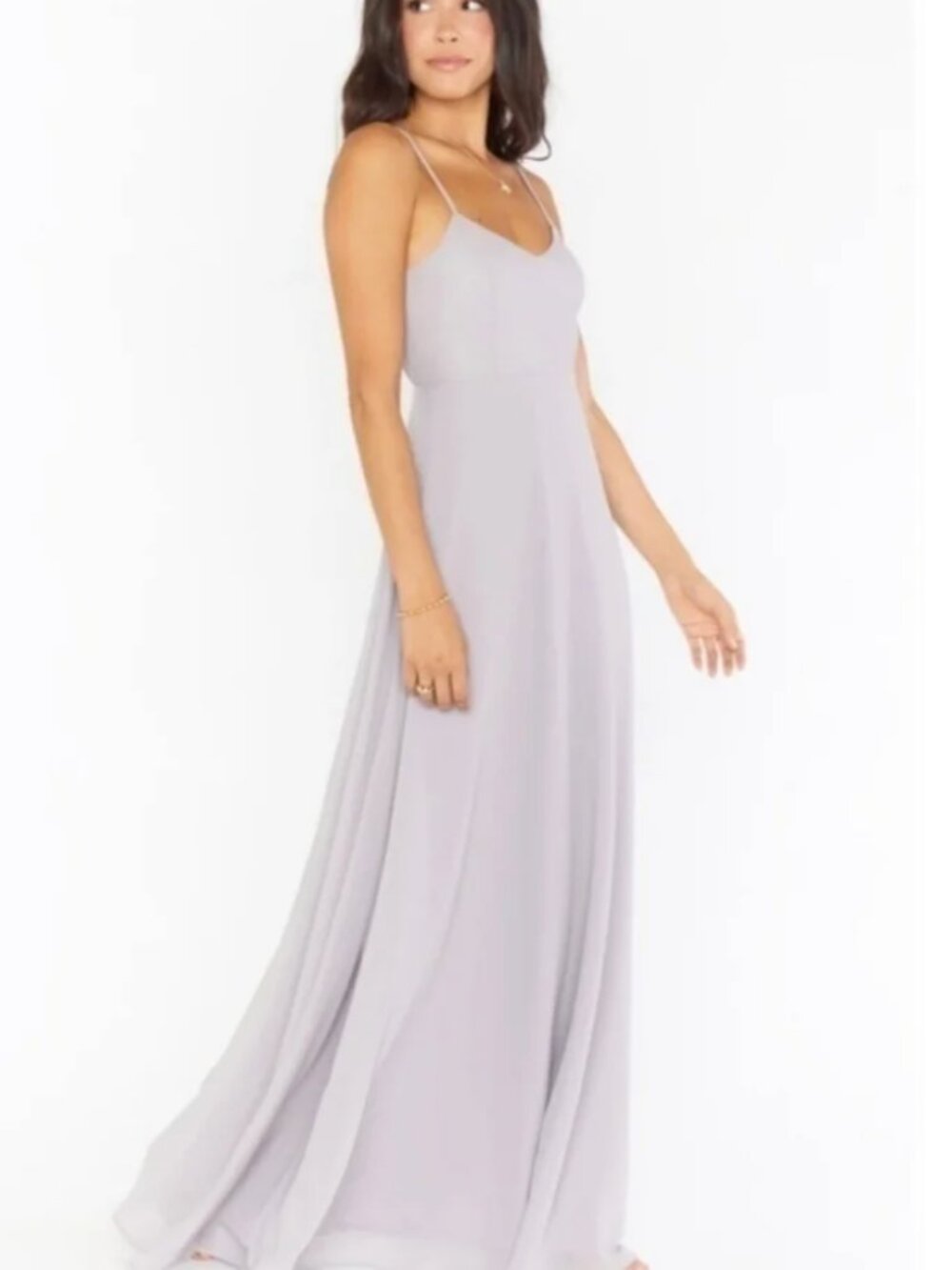 Show Me Your Mumu Faith chiffon Maxi Dress in Dove Grey Bridesmaid wedding NWT